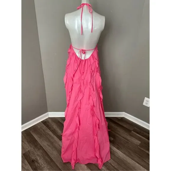 Staud Marika Ruffled Halter Gown